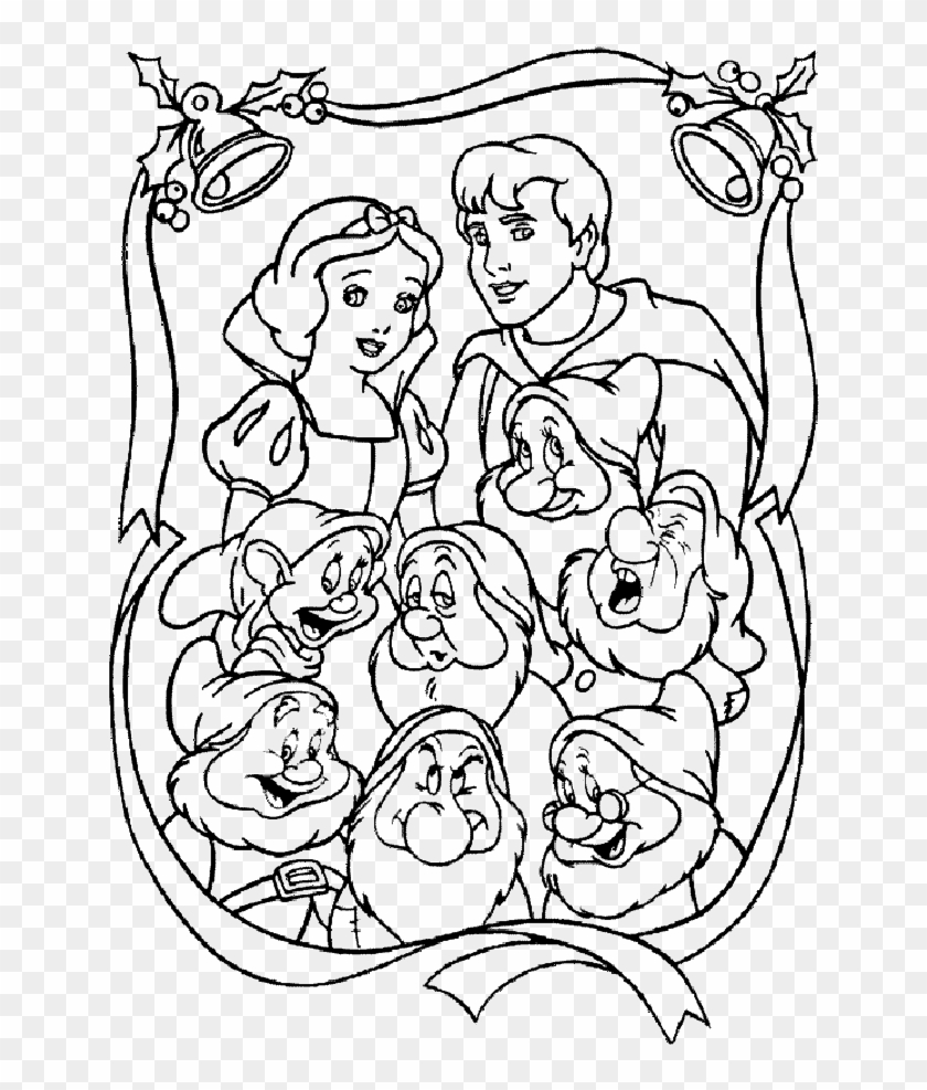 Snow White And 7 Dwarfs Coloring Pages Clipart #3521656