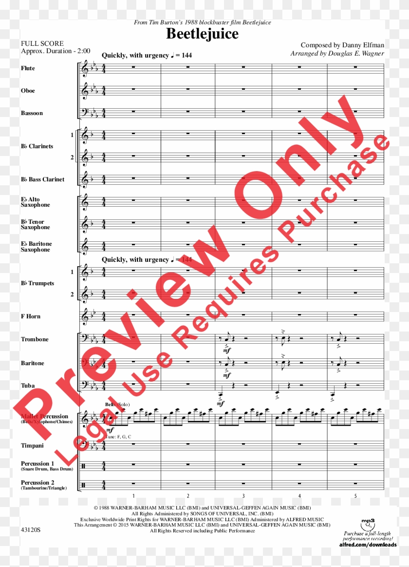 Click To Expand Beetlejuice Thumbnail - Haggstrom Sheet Music Bells Clipart
