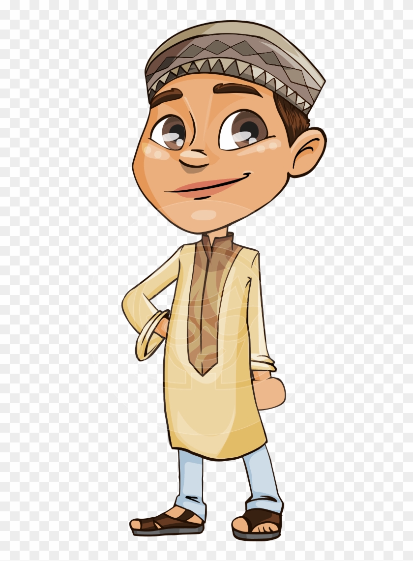 Akeem The Wise Arabic Boy - Cartoon Arab Kid Clipart