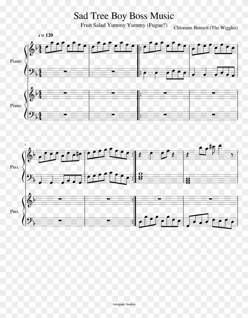 Sad Tree Boy Boss Music Sheet Music For Piano Download - Metallic Madness Sheet Music Clipart
