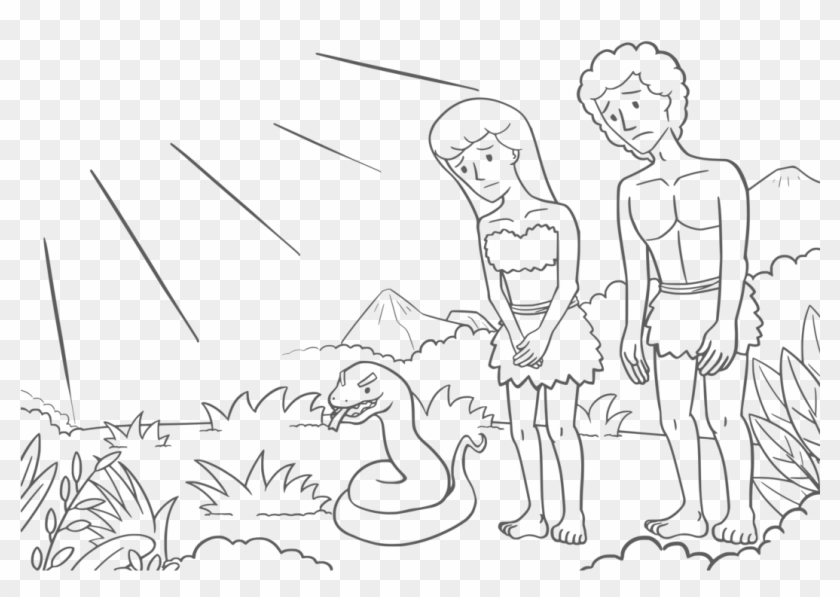 Serpents In The Bible Garden Of Eden Adam And Eve Coloring - Adam And Eve Coloring Page Preschool Clipart #3526806