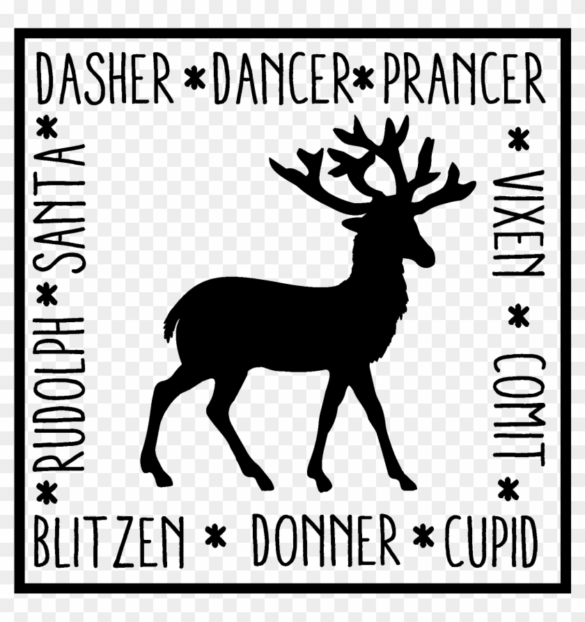 Dasher Dancer Prancer Vixon Comet Cupid Donner Blitzen - Pink Deer Png Clipart #3528594