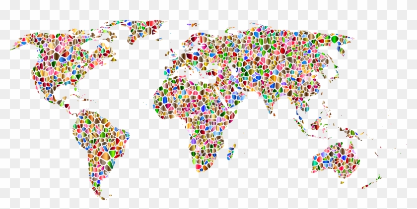 This Free Icons Png Design Of Polychromatic Tiled World - World Map No Background Clipart