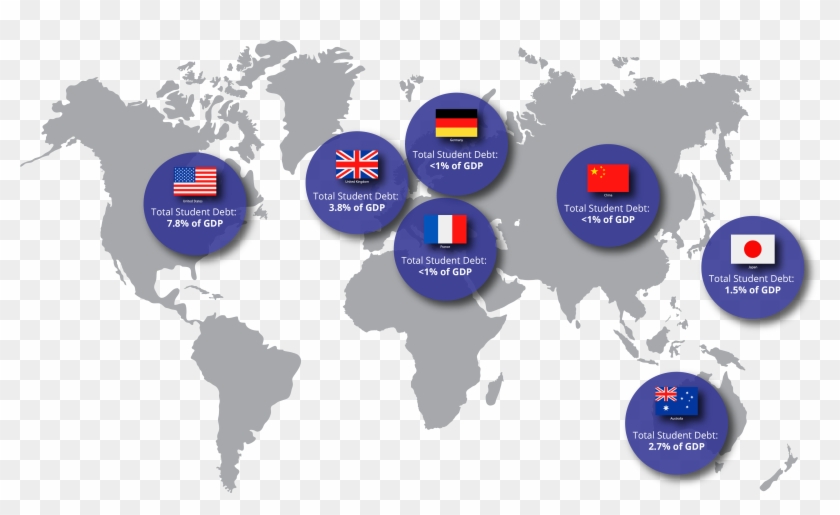 World Map Student Debt Levels-01 - Student Debt World Map Clipart