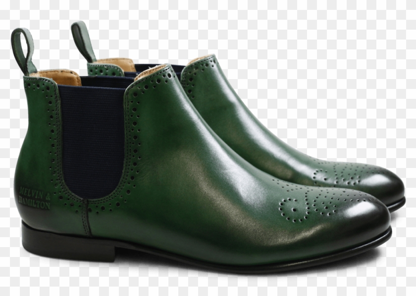 Ankle Boots Sally 16 Dark Forest Elastic Navy Hrs - Leather Clipart