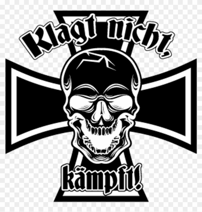 Klag Nicht Kaempf Sticker Png Yamaha Honda Logo Skull - German Cross Png Clipart #3530352