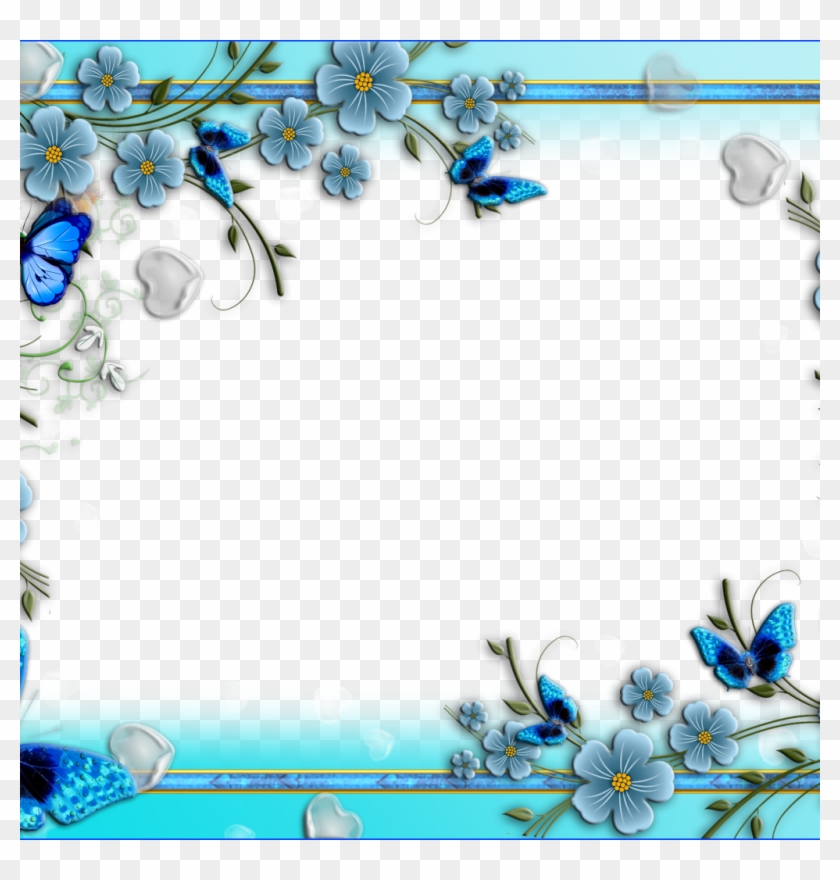 Blue Floral Border Png Clipart #3530907