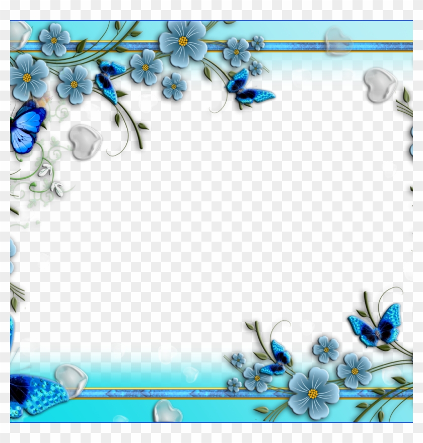 Blue Floral Border Png Clipart