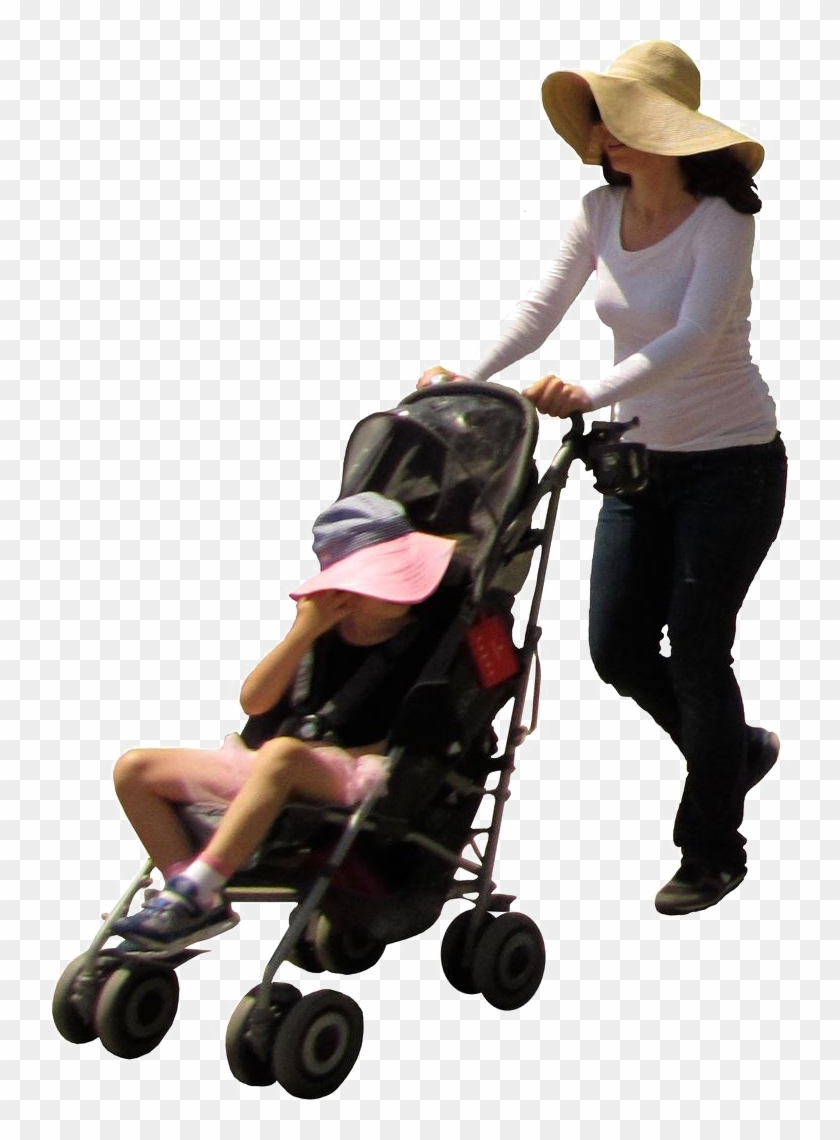 Pram Transparent Background - Woman Pushing Stroller Png Clipart #3530931
