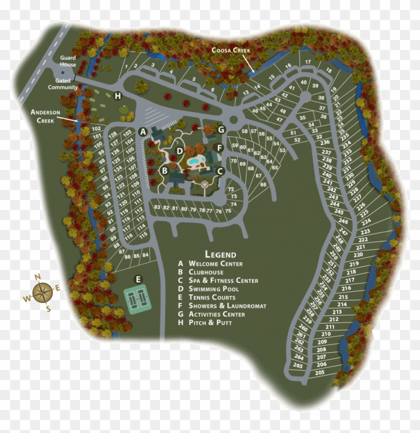 Crossing Creeks Site Map - Crossing Creeks Rv Resort Clipart