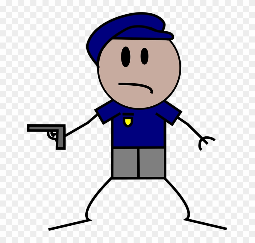 Cop Pistol Gun People Police Sheriff Weapon - Police Stick Figure Clipart