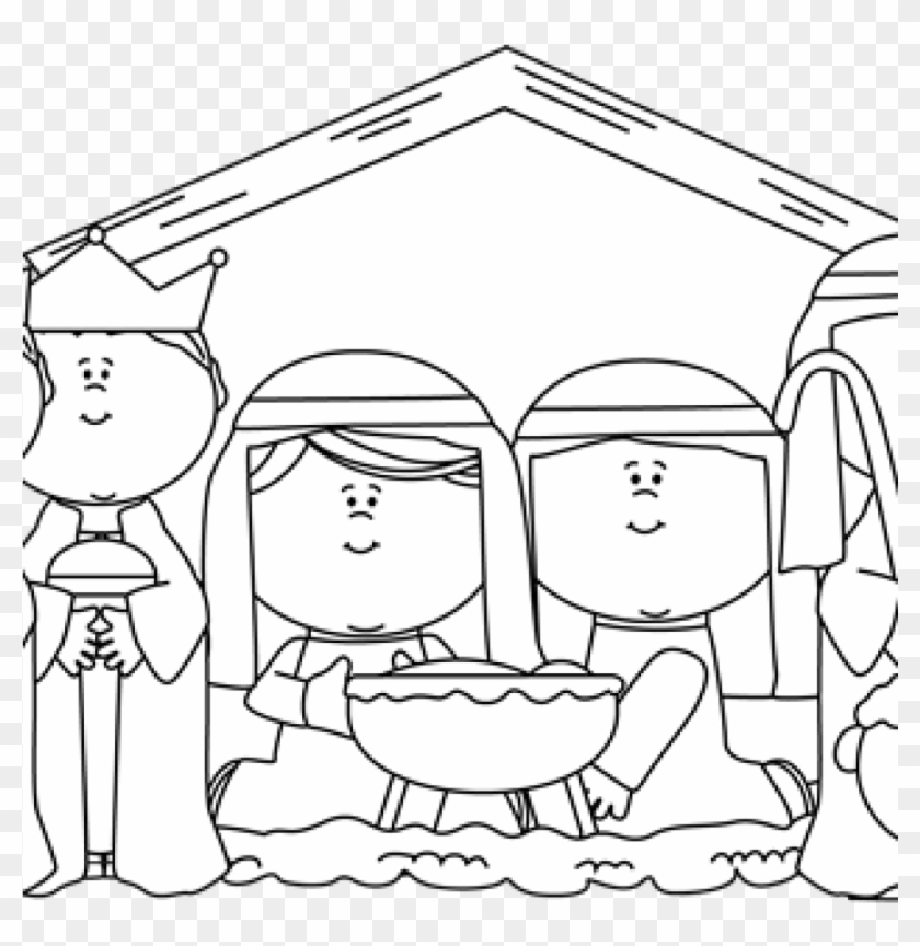 Nativity Clipart Black And White Spring Clipart Hatenylo - Nativity Scene - Png Download #3531850