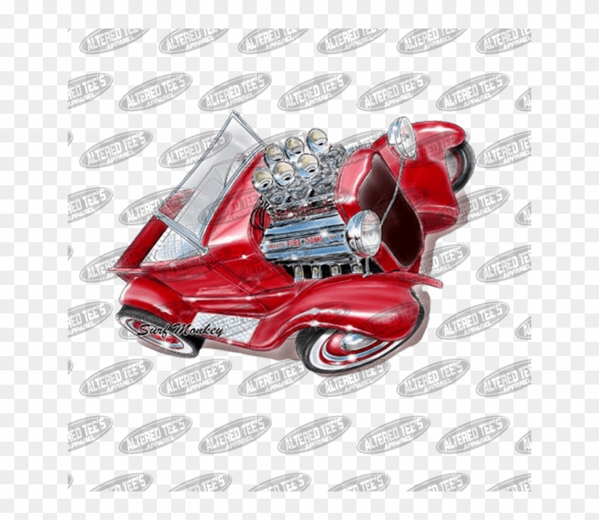Red Car - Hot Rod Skull Clipart