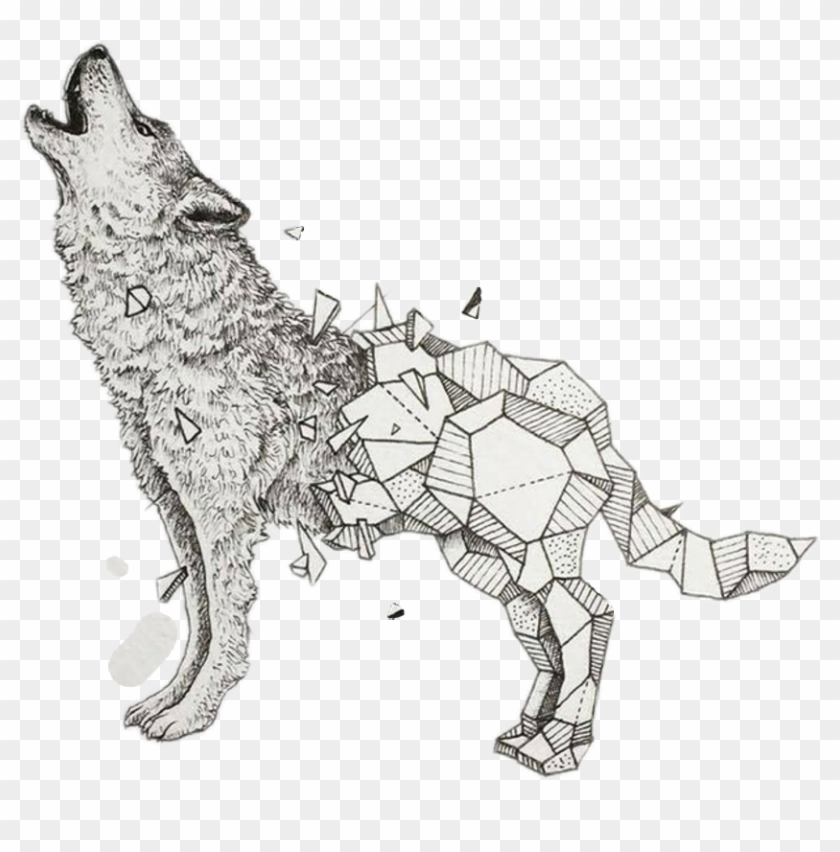 Wolf Sticker - Tattoo Moitier Geometrique Clipart #3532673