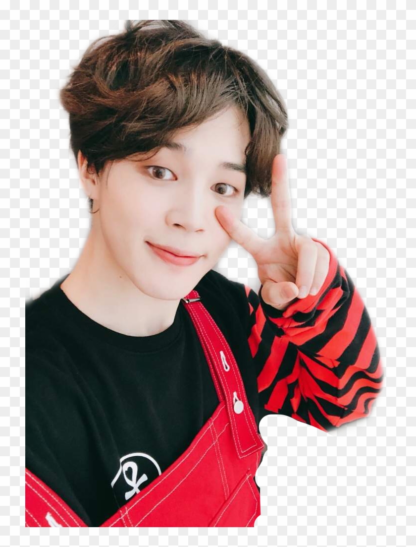 #jiminsticker #red #black Baby Mochi ❤ #freetoedit - Selca Jimin Peace Sign Clipart #3532721