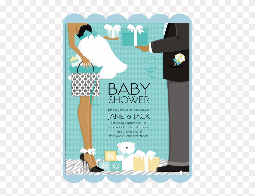 Couple Blue Trendy African American Keepsake Baby Shower - Free Printable Gender Neutral Baby Shower Invites Clipart