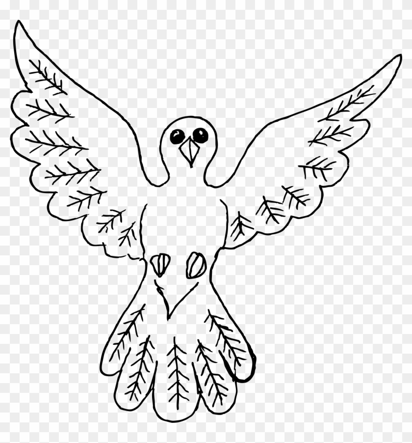 Clipart Dove Bird Outline - Simple Outline Drawing Of A Bird - Png Download