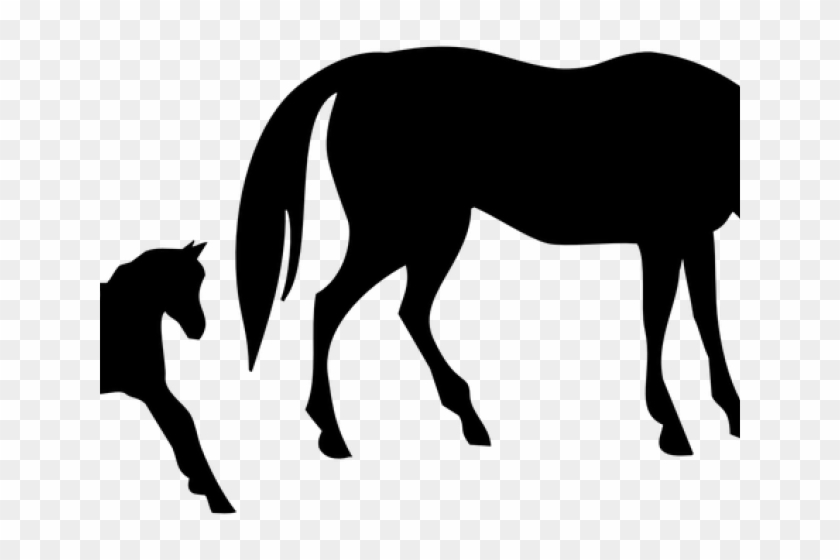 Mare And Foal Silhouette Clipart #3536767