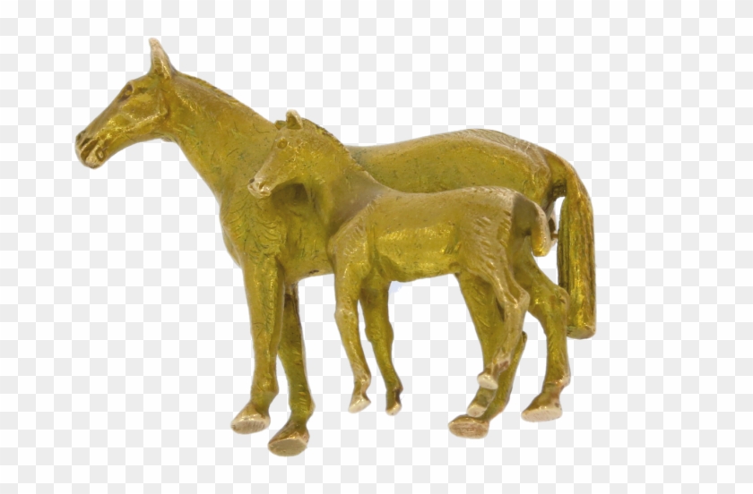 9ct Yellow Gold Mare & Foal Horse Brooch By Albaster - Figurine Clipart