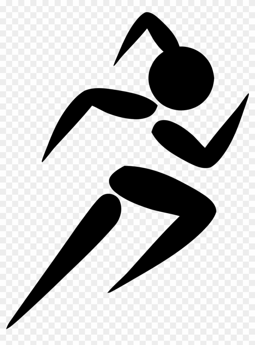Runner Girl Pigtail Pictogram Female Sign Sport - Running Silhouette Clipart - Png Download #3537608