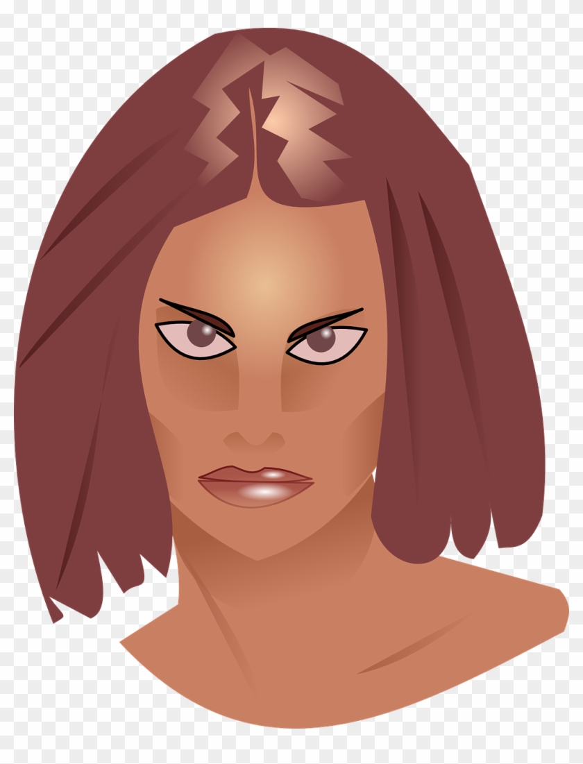 Face Woman Head - Cara De Mujer Enojada Clipart