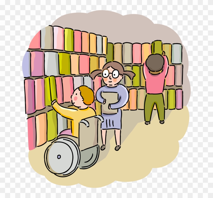 Vector Illustration Of Handicapped Academic Student - Cartoon Clipart