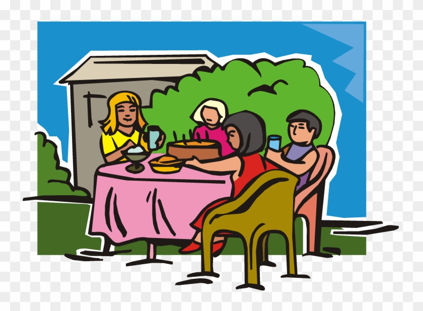 Friends Dining Cliparts - Cartoon People Eating Outside - Png Download