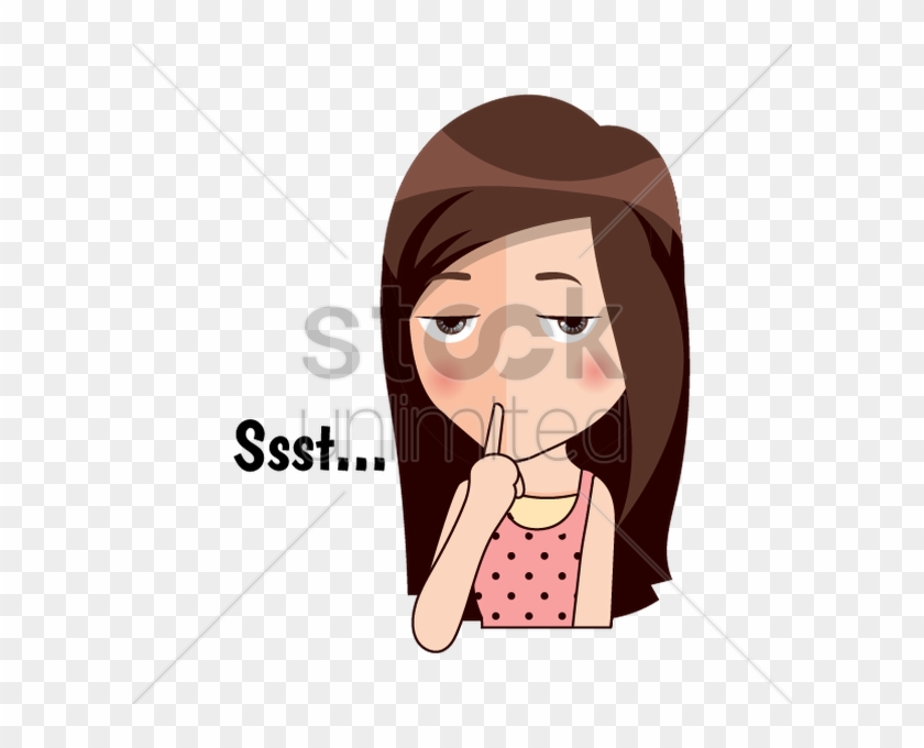 Cartoon Girl Shushing - Quiet Person Cartoon Clipart