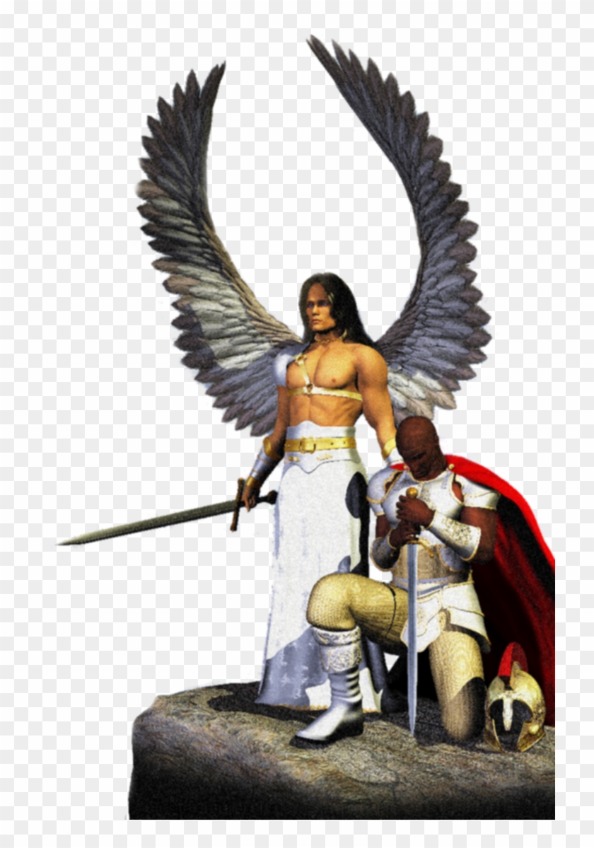 Prayer Warrior With Angel - Jesus Protecting From Evil Clipart