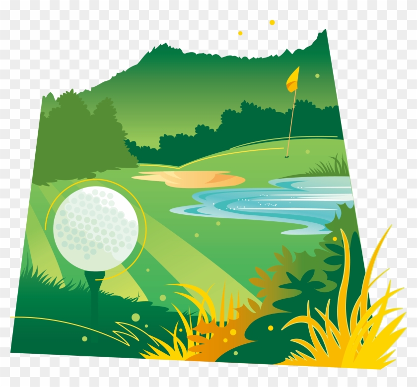 Clipart Grass Golf Ball - Graphic Green Mountains - Png Download