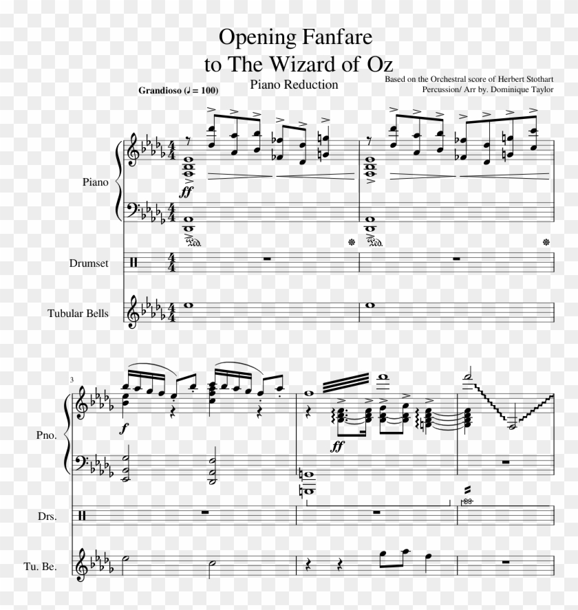 Opening Fanfare To The Wizard Of Oz Sheet Music Composed - Wizard Of Oz Medley Sheet Music Clipart #3542421