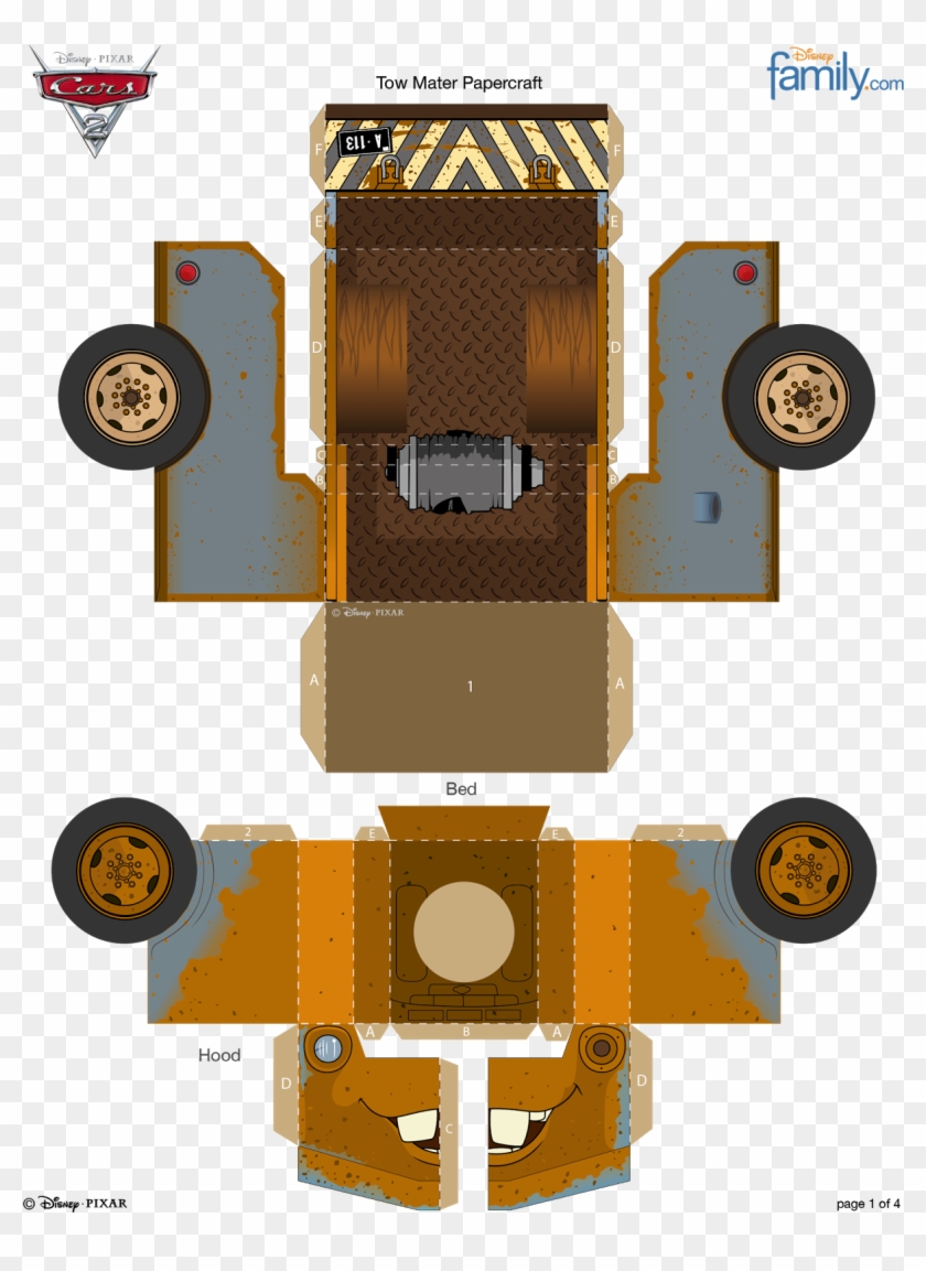 Kit Aniversário Personalizados Tema "carros Da Disney" - Tow Mater Papercraft Clipart