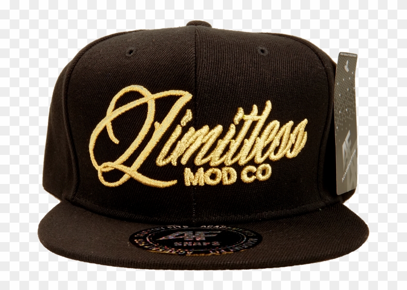 Limitless Snapback Hat Black With Gold Lettering - Snapback Vape Clipart #3543193
