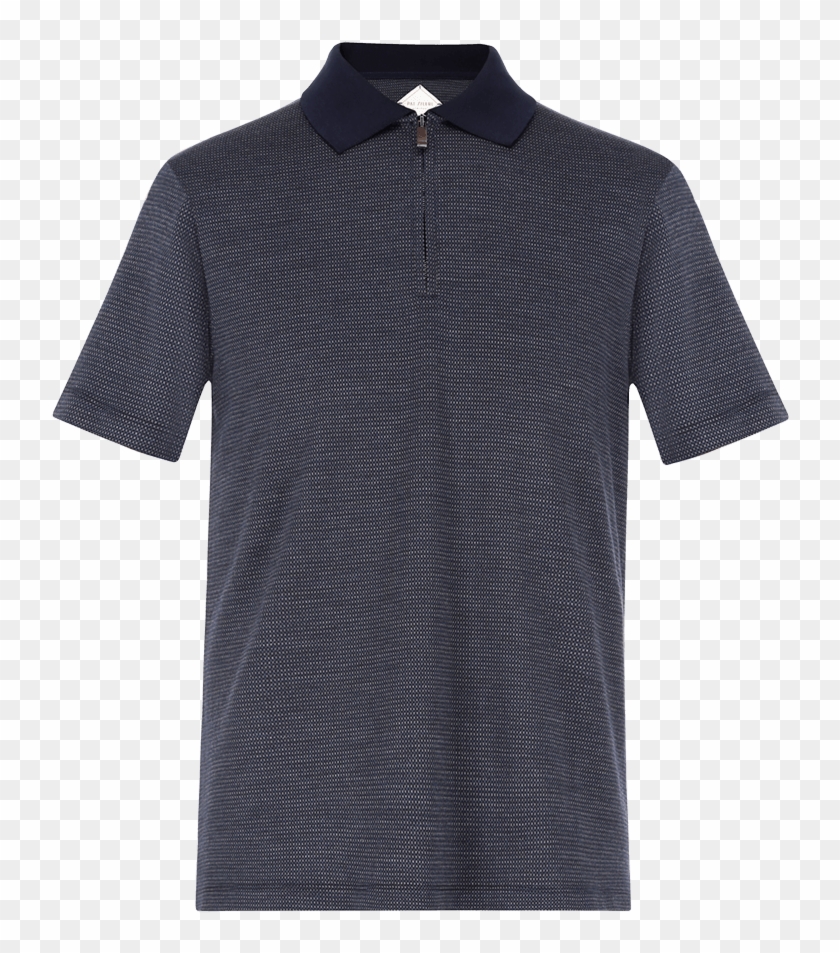 Blue Silk Polo With Zip Closure - Sweater Clipart