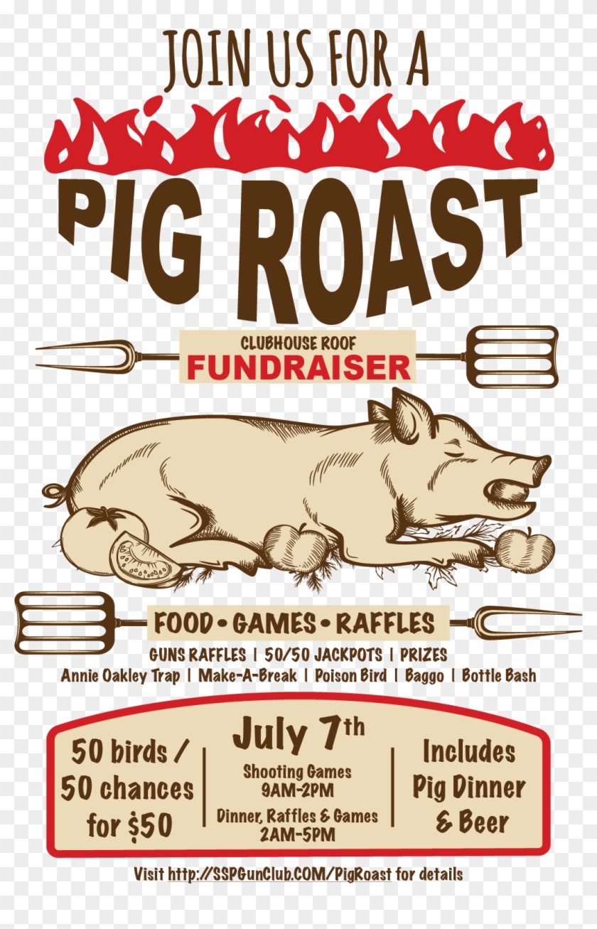 Pig Roast Fundraiser Saturday, July 7th - Domestic Pig Clipart #3545574