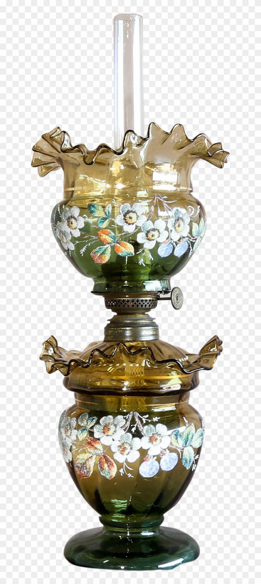 Rare Circa 1880 Antique Victorian Coralene Oil Lamp - Vase Clipart
