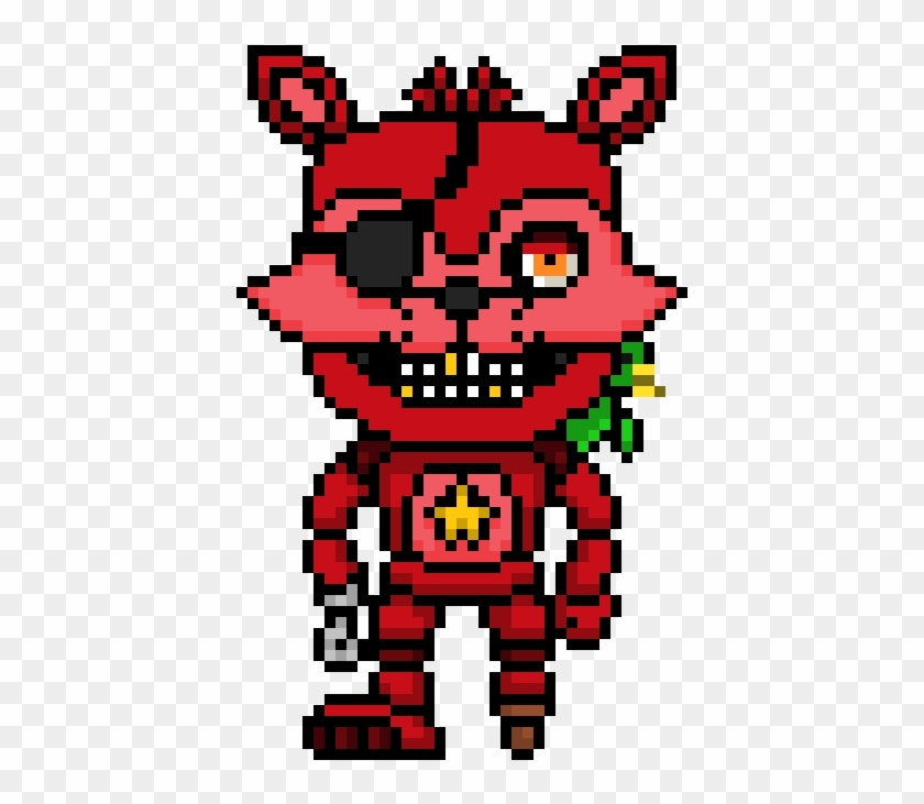 Rockstar Foxy - Fnaf Pop Pixel Art Clipart #3547339