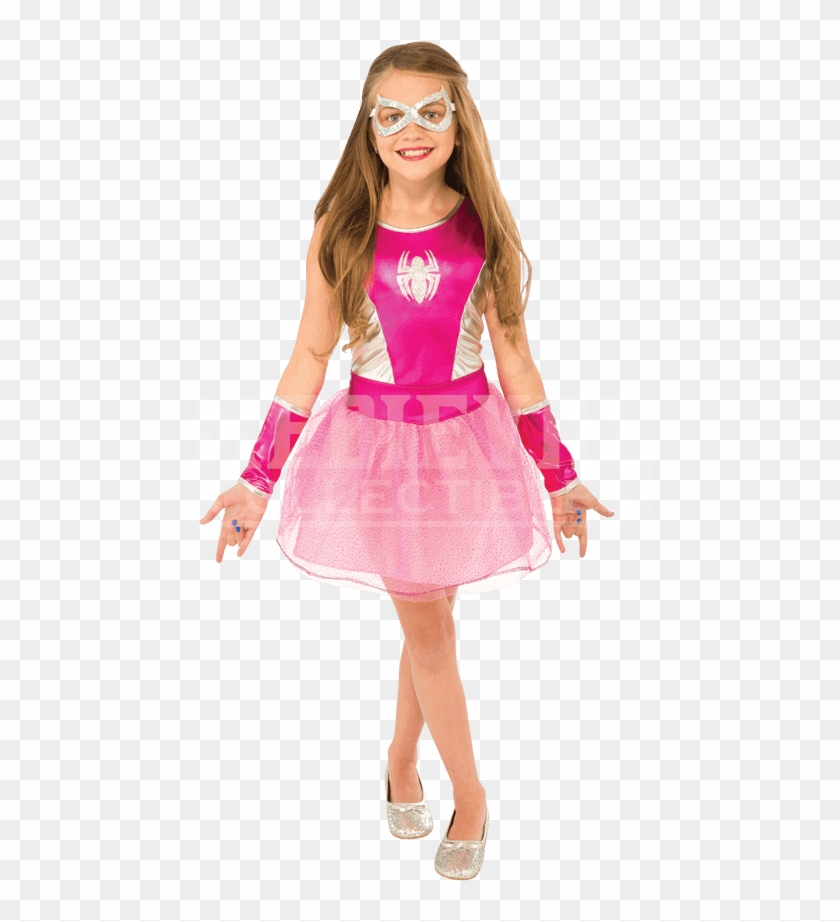 Kids Spider Girl Pink Tutu Dress Costume - Costume Clipart