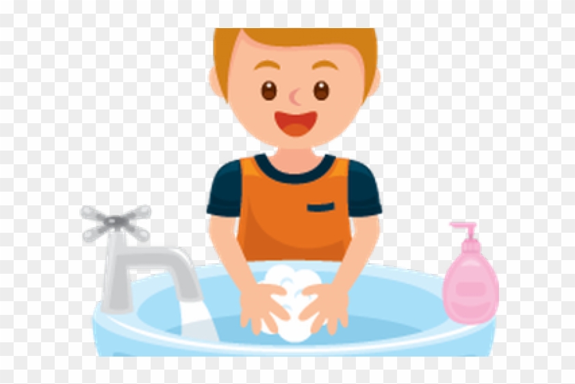 Wash Hands Clipart - Boy Washing Hands Cartoon - Png Download