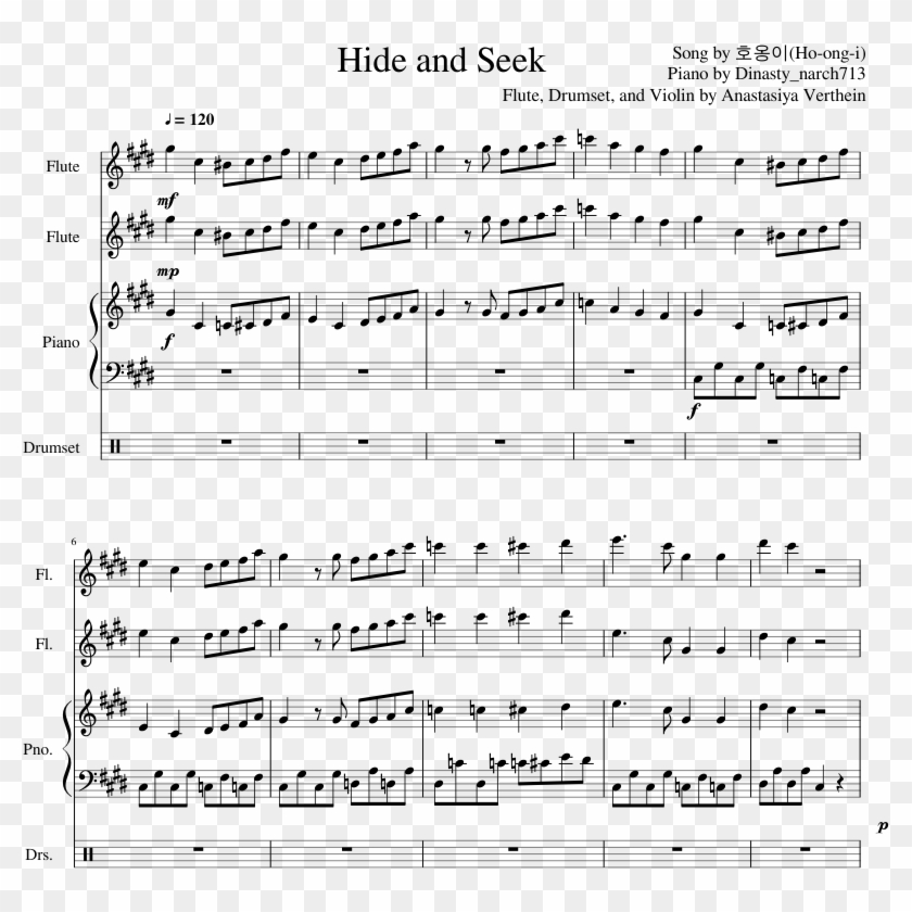 Hide And Seek - Sheet Music Clipart