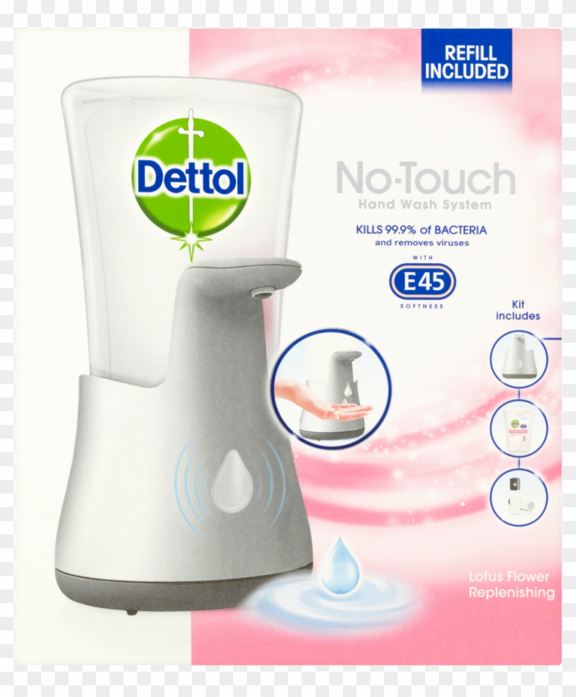 Dettol No Touch Antibacterial Hand Wash With E45 Softness - Dettol Automatic Soap Dispenser Clipart #3548634