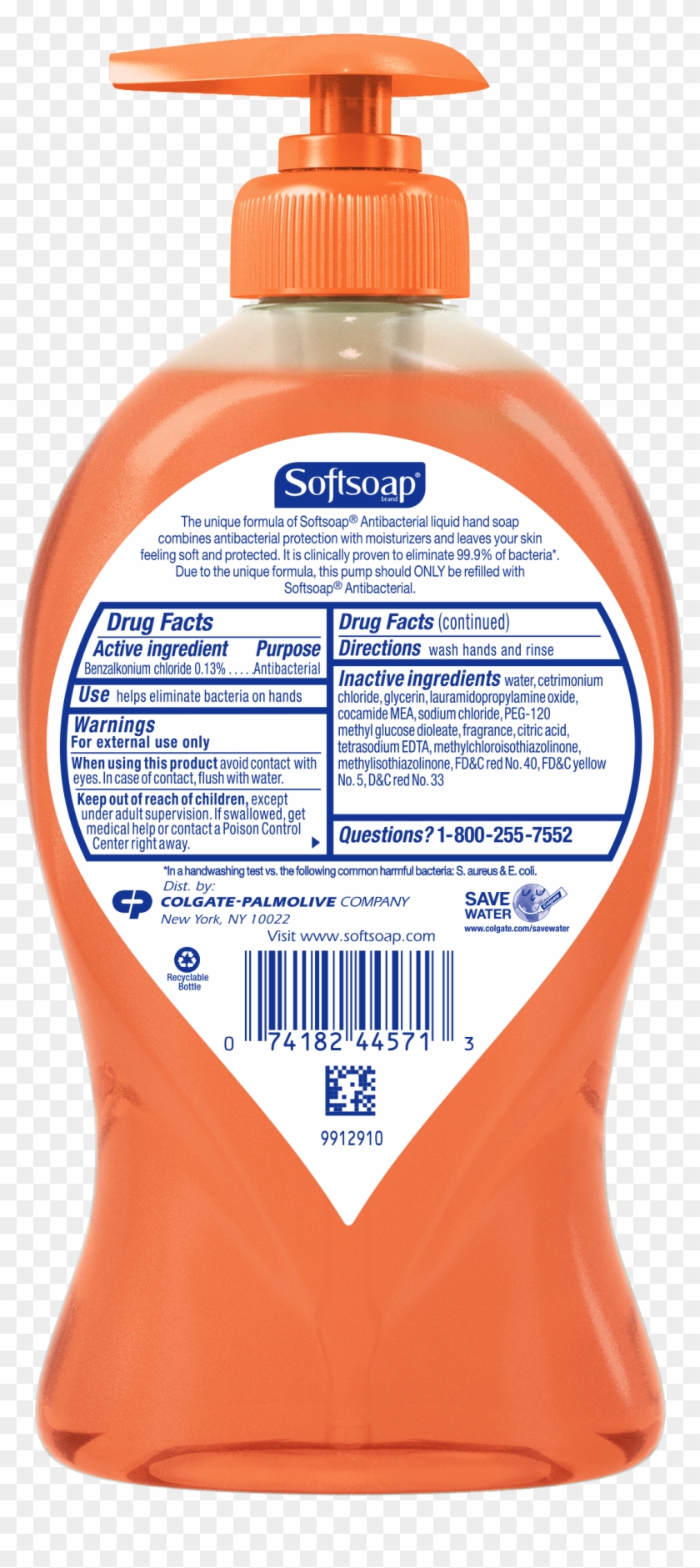 Softsoap Antibacterial Liquid Hand Soap, Crisp And - Plastic Bottle Clipart #3548966