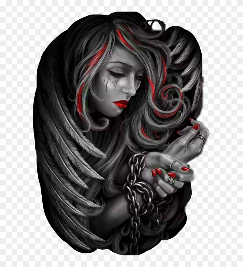 #angel #sad #gangster #tattoo #chain #lipstick #makeup - Dark Side Of Angel Clipart