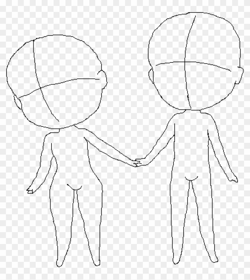 Chibi Couple Base - Line Art Clipart