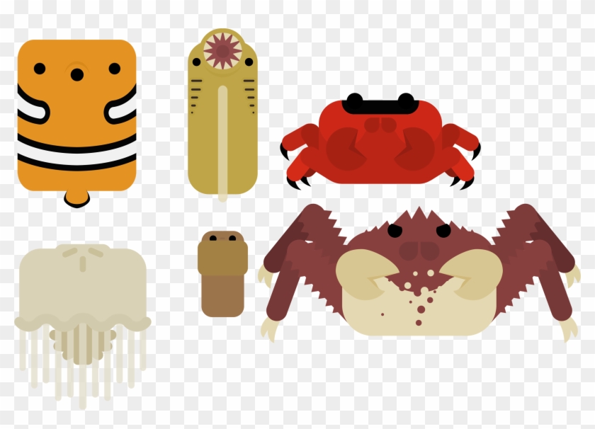 Animal Reskins Fish Crab Jellyfish Kingcrab Worm Ⓒ Clipart #3550810
