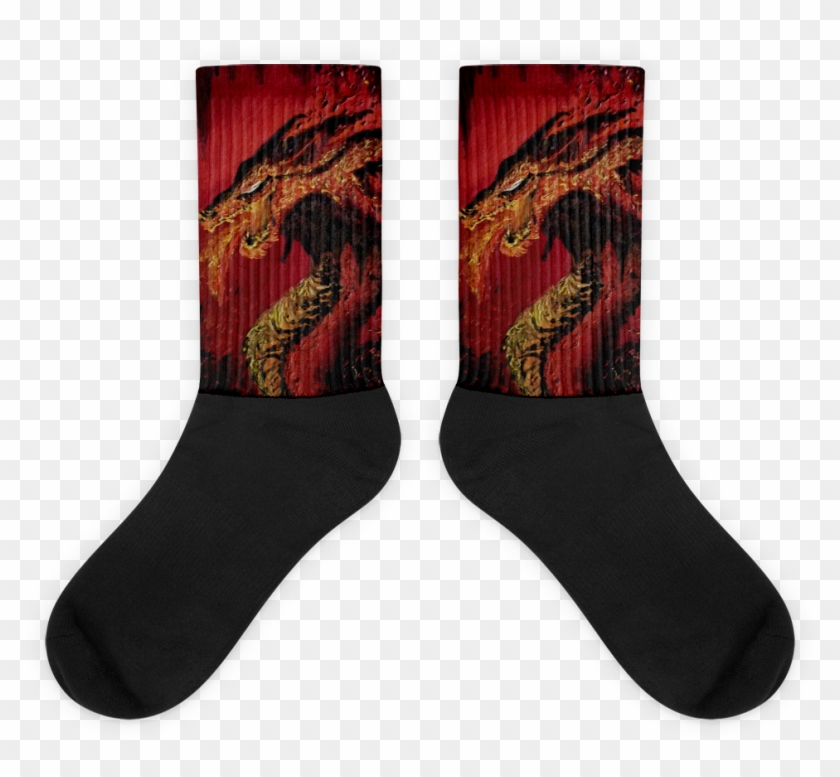Fire Breathing Dragon Oil Painting Print Socks - Cross Socks Clipart #3550936