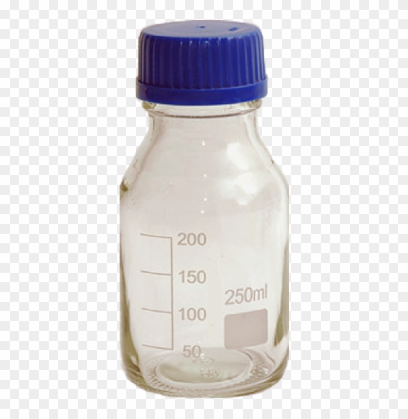 Lab Bottle 250 Ml, Clear Glass Gl 45, Blue Cap, D 70 - Plastic Bottle Clipart