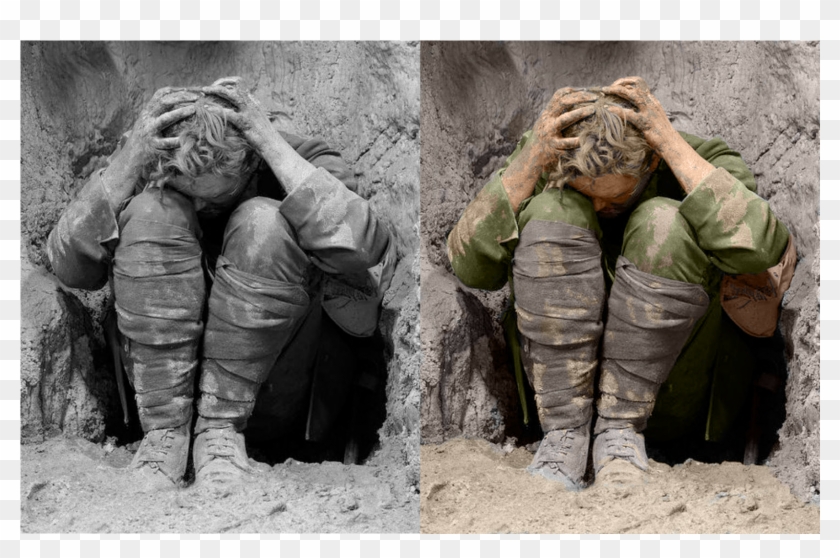 A World War One Soldier Presumably Suffering From Ptsd - Trenches Ww1 Shell Shock Clipart #3551798
