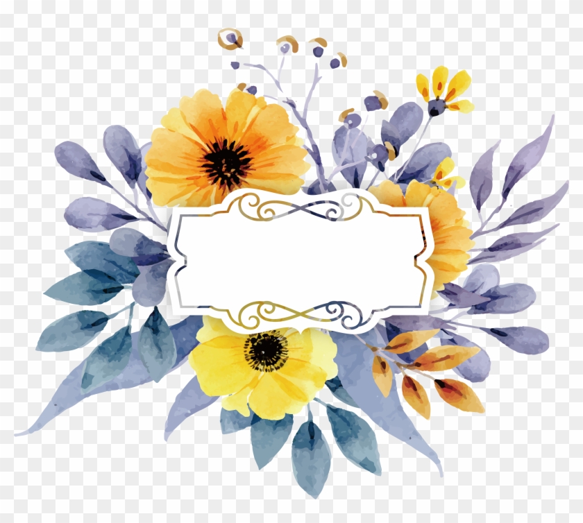 Euclidean Computer File Watercolor Yellow Invitation - Daisy And Sunflower Vector Clipart #3552623