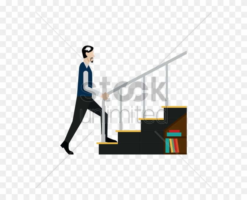 Man Walking Up A Stairs Vector Image - Sitting Clipart #3555150